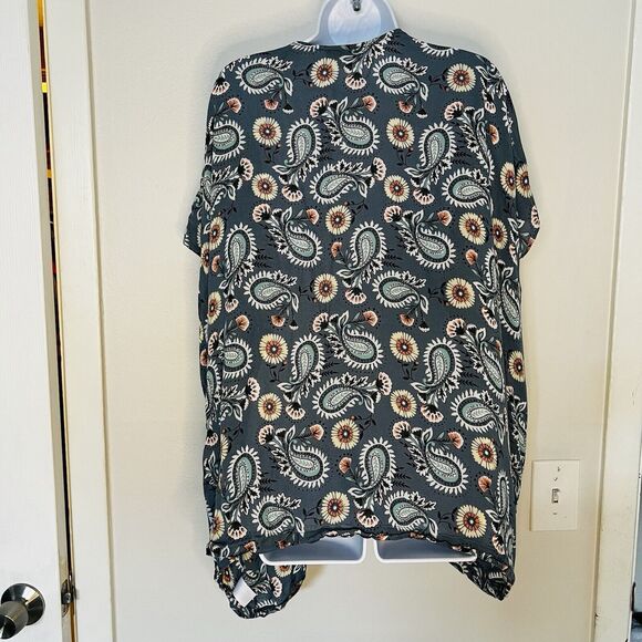 Loft Kimono One Size Spring Floral Print Open Lightweight Light Blue Modal - Picture 2 of 8